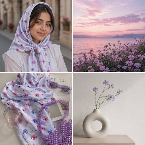 روسری دخترانه طرحدار نخی و سبک